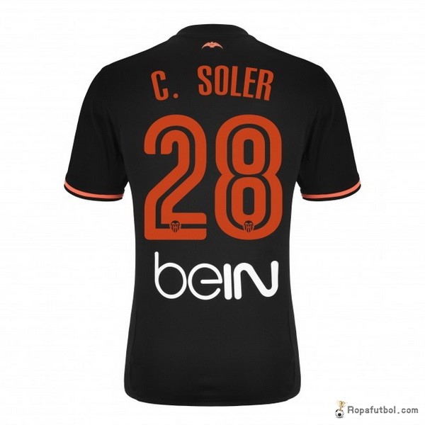 Camiseta Valencia Replica Segunda Ropa Carlossoler 2016/17 Negro